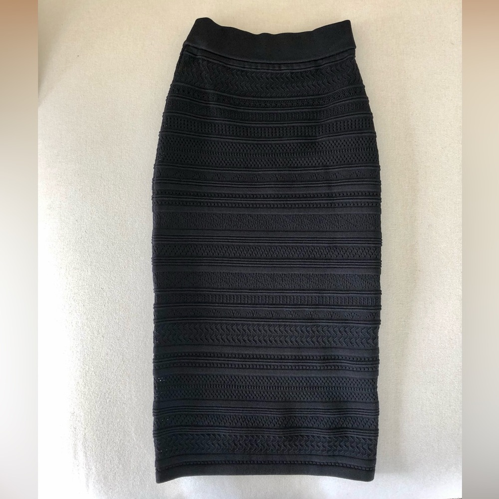 Babaton Aritzia bodycon pointelle skirt XXS black NWOT